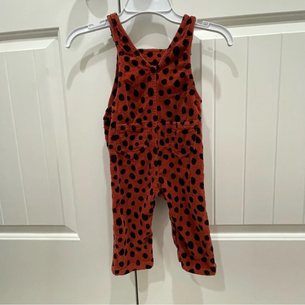 Hanna Anderson Corduroy Overalls. Animal print. Burnt Orange Size 12-18 Month - Picture 8 of 13